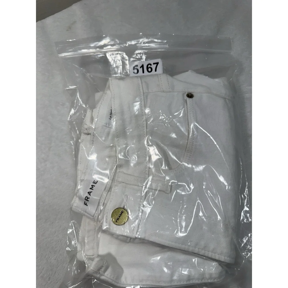 Frame Jeans Women 24x27 White Denim Le High Straight Made in USA Coquette Casual - Picture 7 of 7